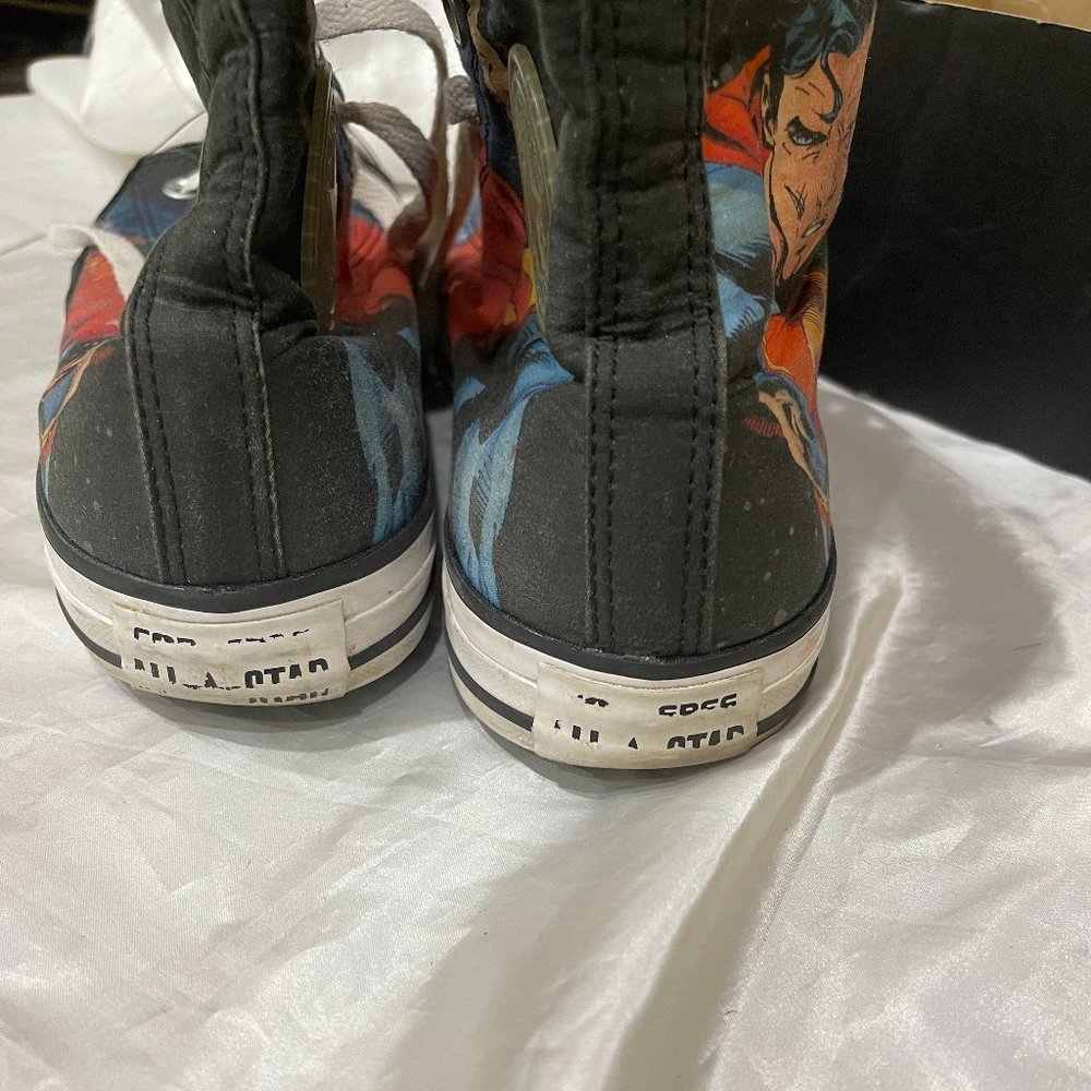 DC Comics Chuck Taylor All Star Superman High Tops Converse Used Sz 9 \ 11 - Picture 5 of 12